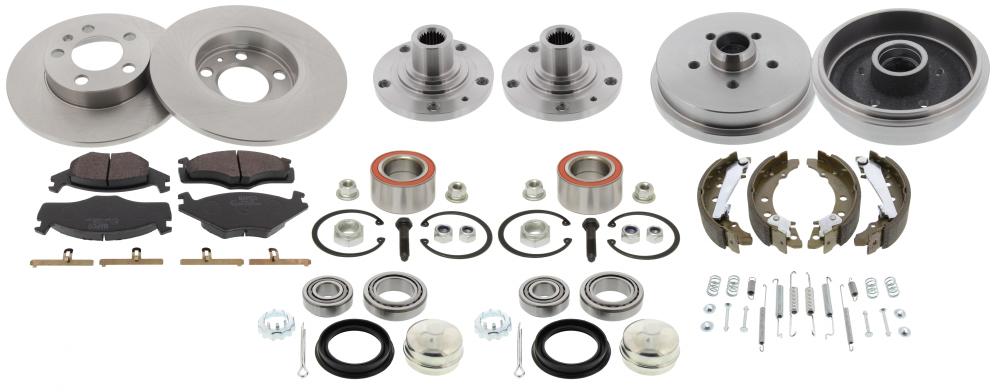 Brake conversion kit, front + rear, VW Golf II 239mm full + drum